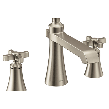 MOEN Two-Handle Roman Tub Faucet Brushed Nickel TS927BN